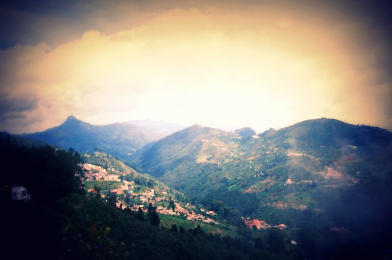 Mountain Village Landscape — Green, Dramatic