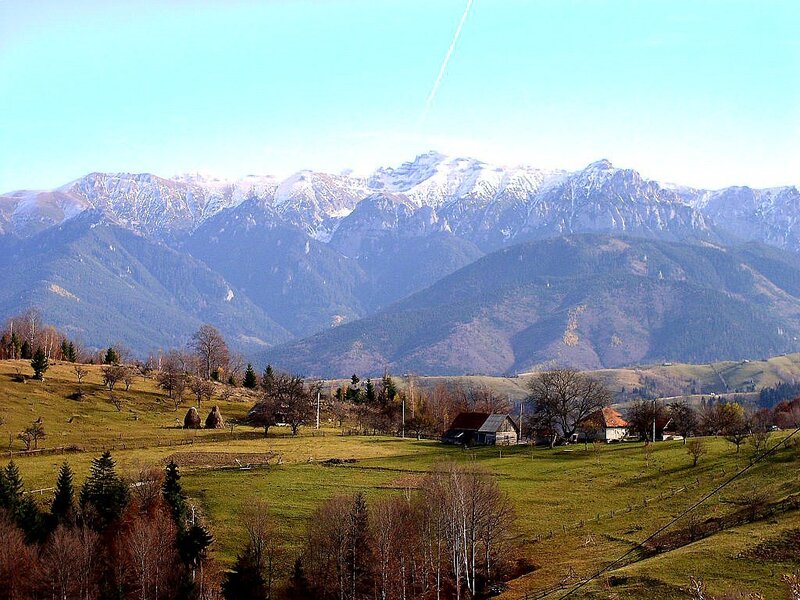 Mountain Village Landscape — Green, Serene