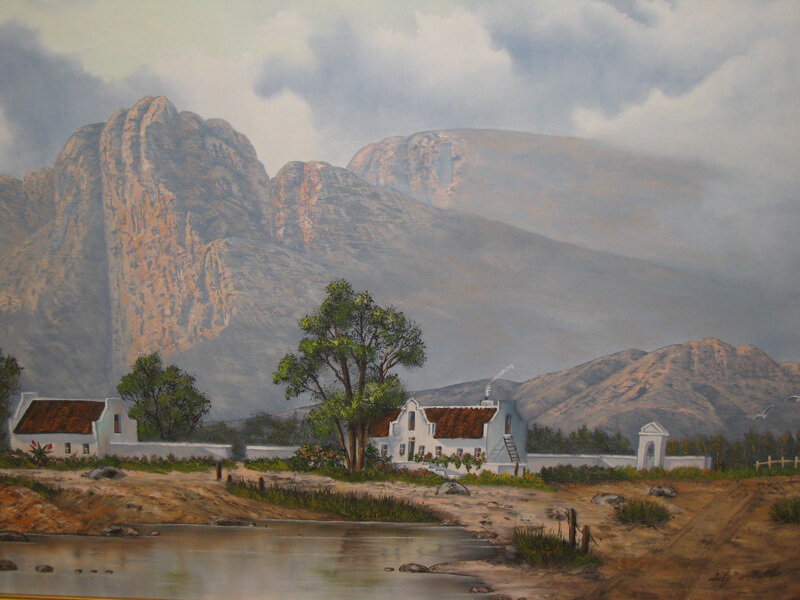 Mountain village landscape painting