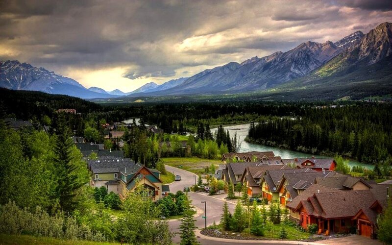 Mountain Village with River