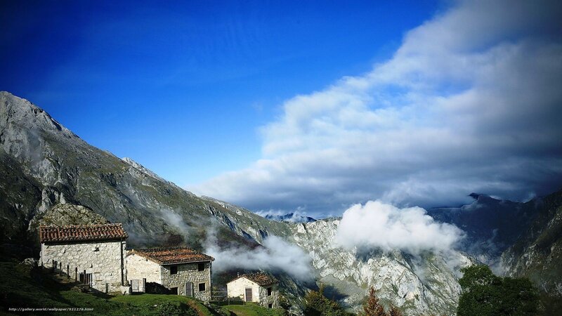 Mountain village with stone houses