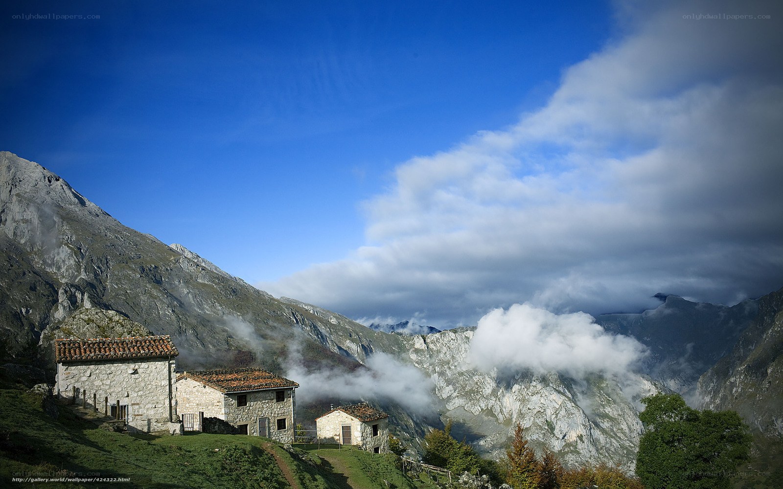 Mountain village with stone houses