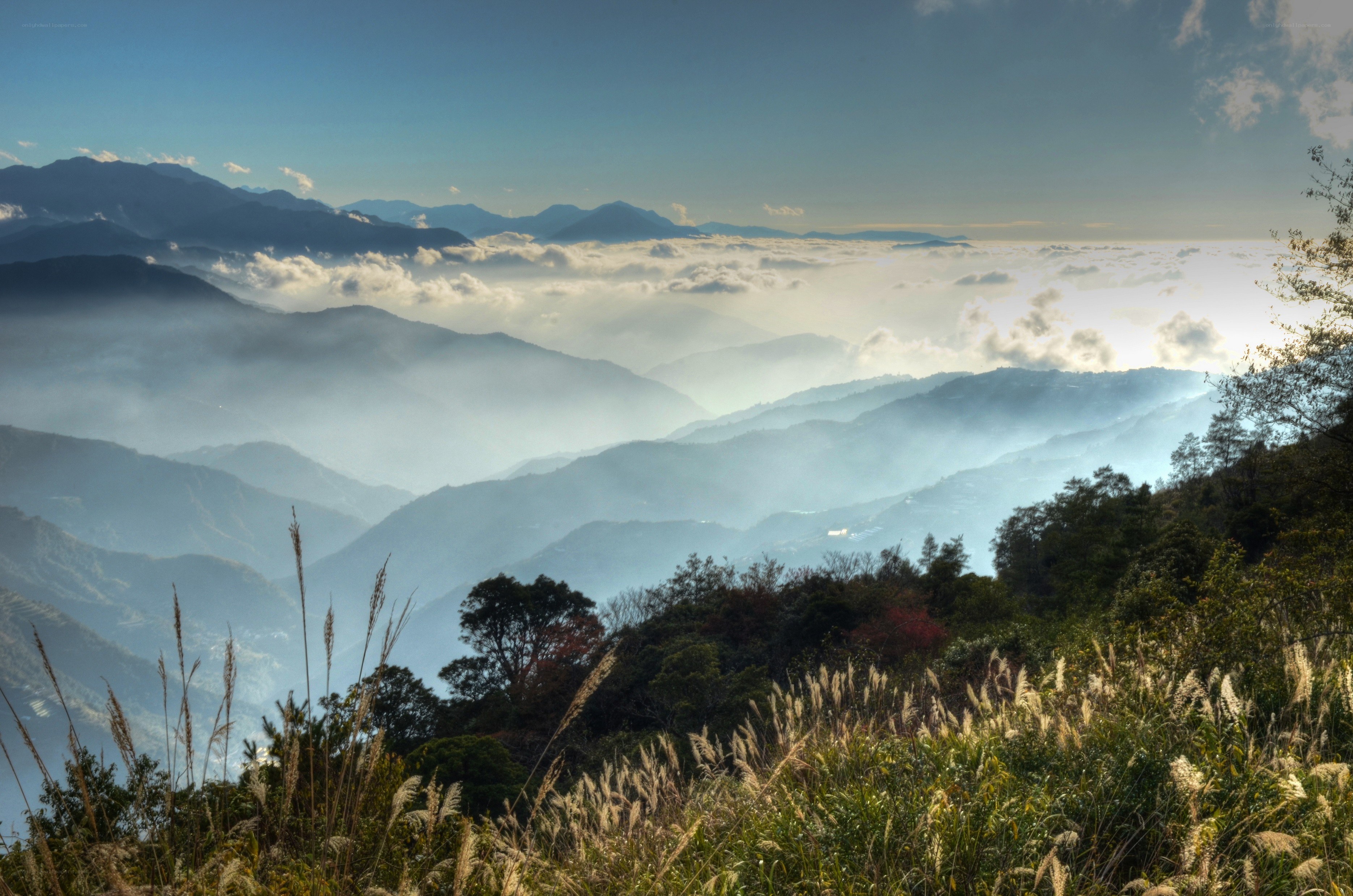 Mountain vista above the clouds