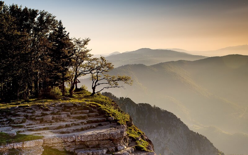 Mountain vista at sunrise
