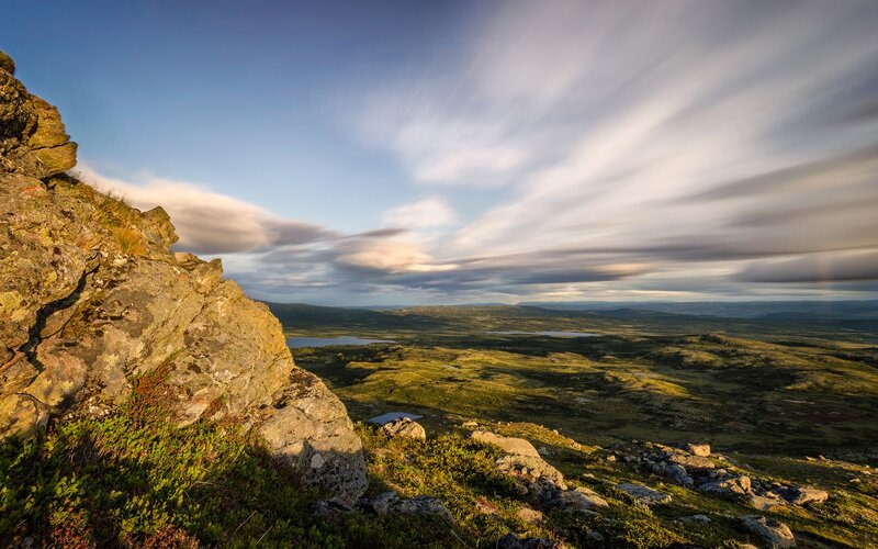 Mountain vista at sunset