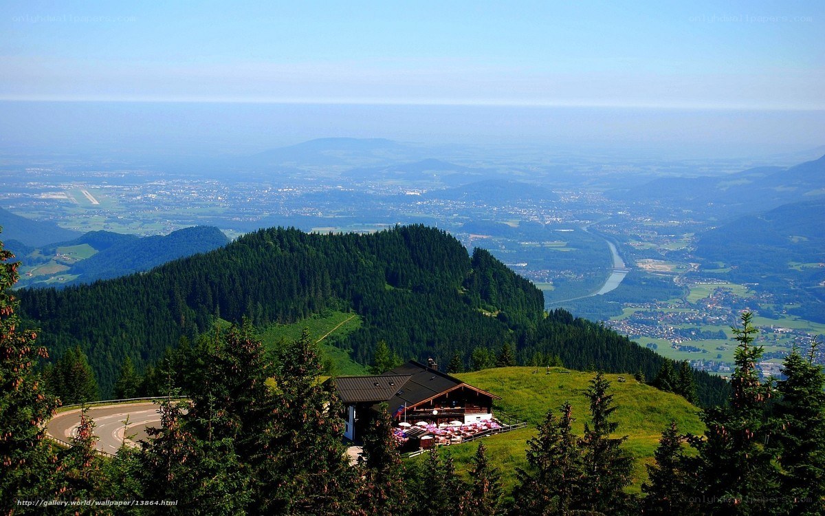 Mountain vista with alpine hut
