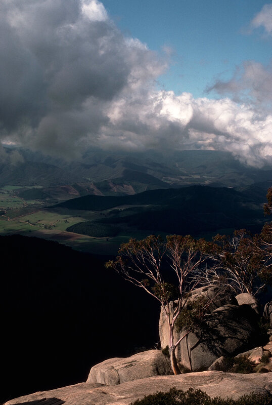Mountain vista with clouds