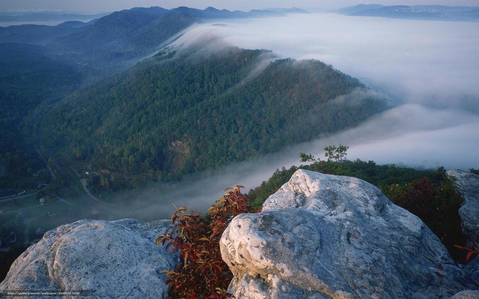 Mountain vista with fog