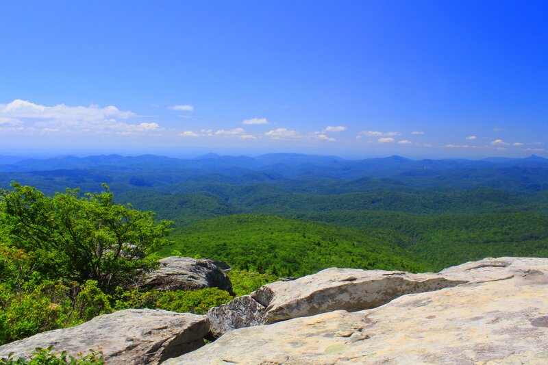 Mountain vista with green hills