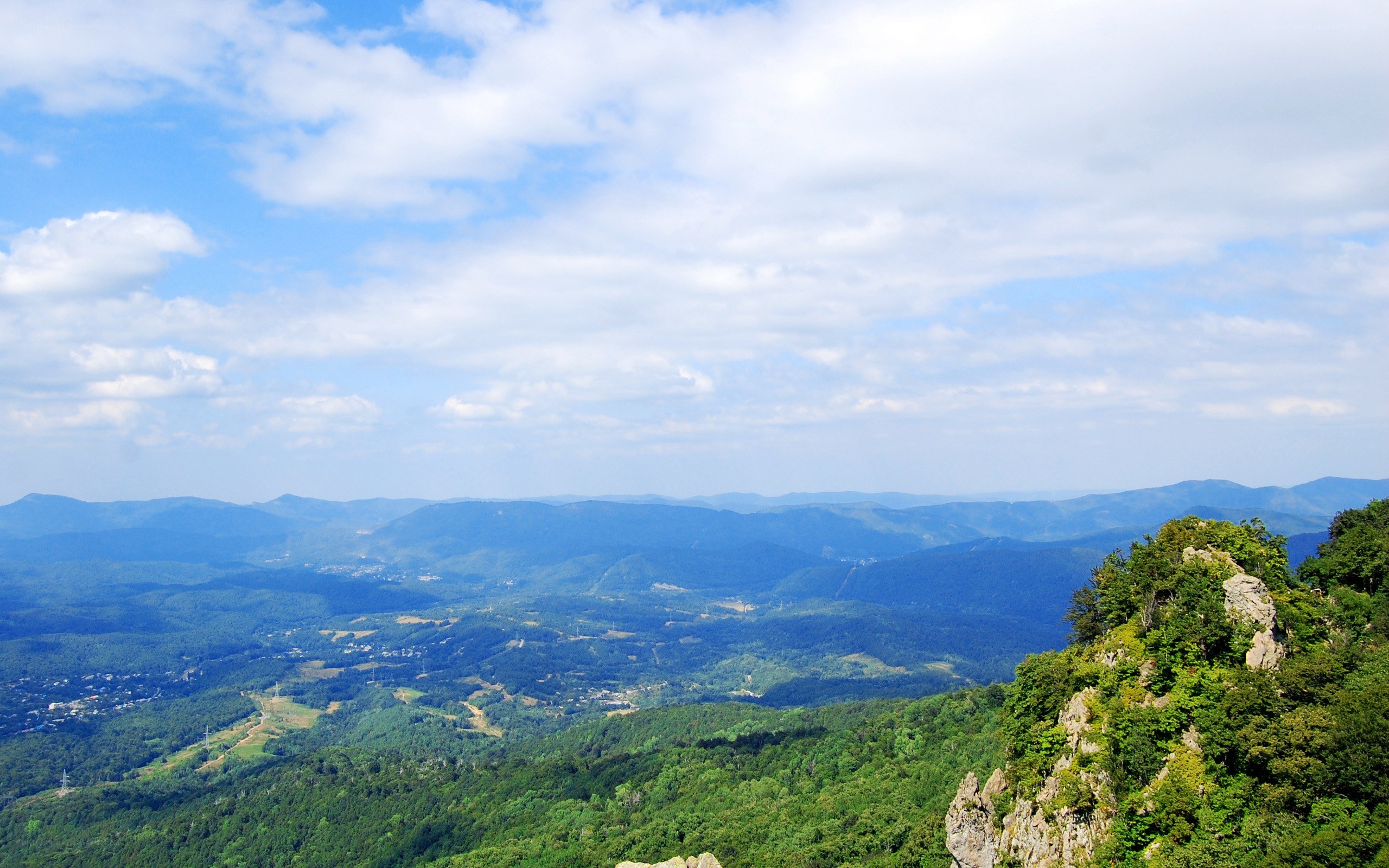 Mountain vista with green valley
