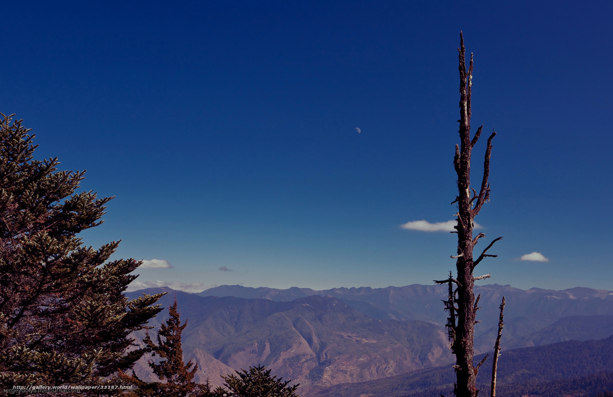 Mountain vista with moon
