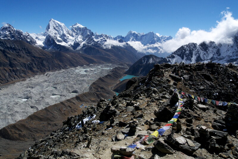 Mountain vista with prayer flags