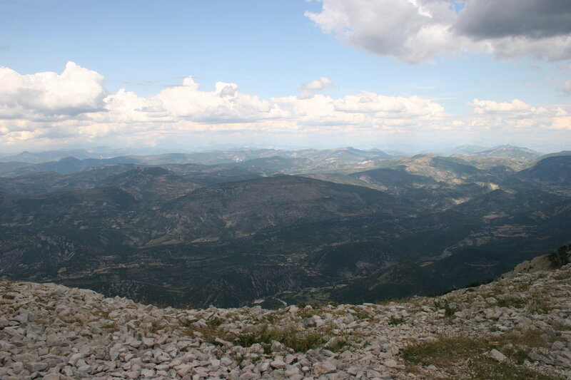 Mountain vista with rocky foreground