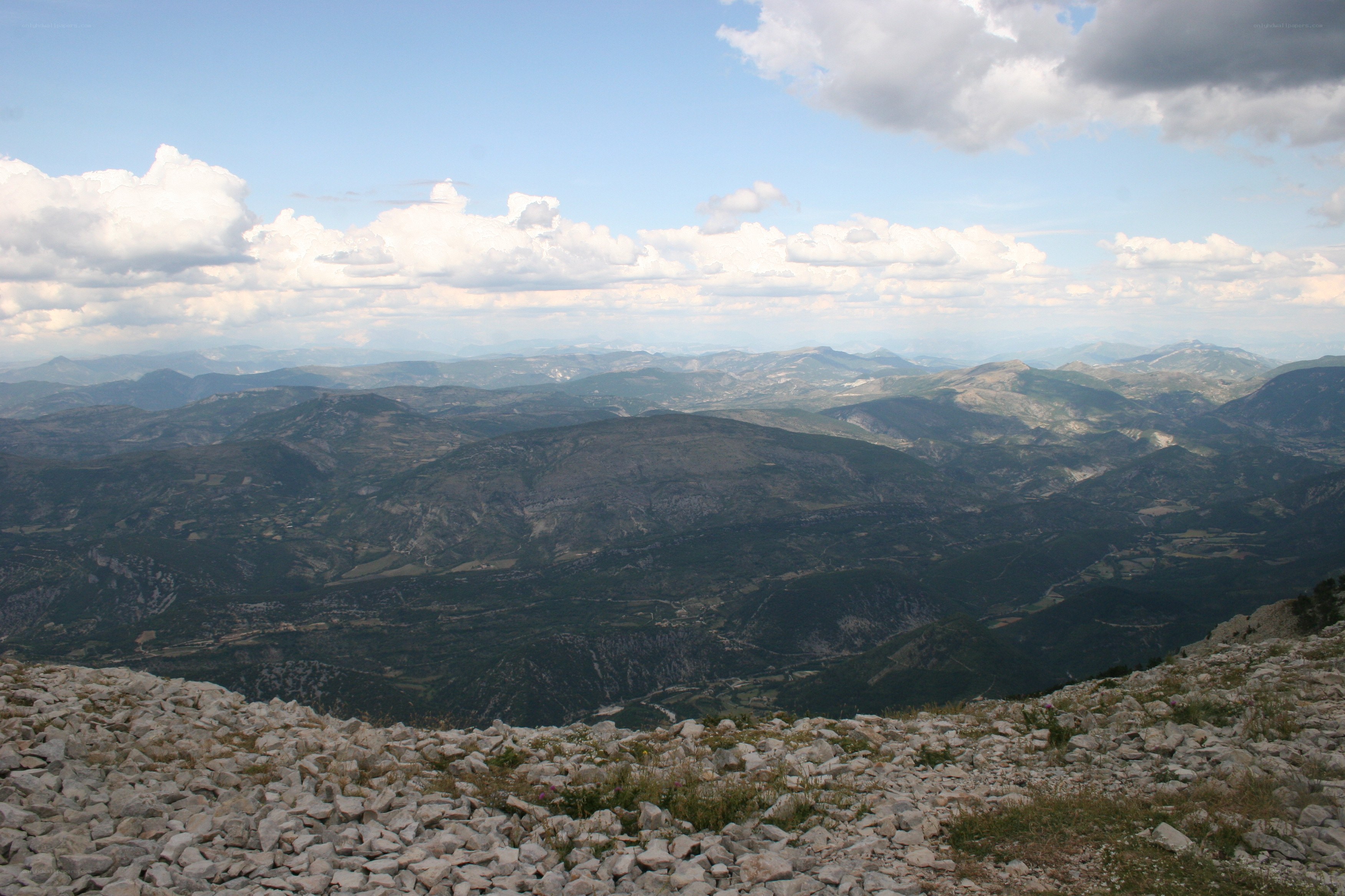 Mountain vista with rocky foreground