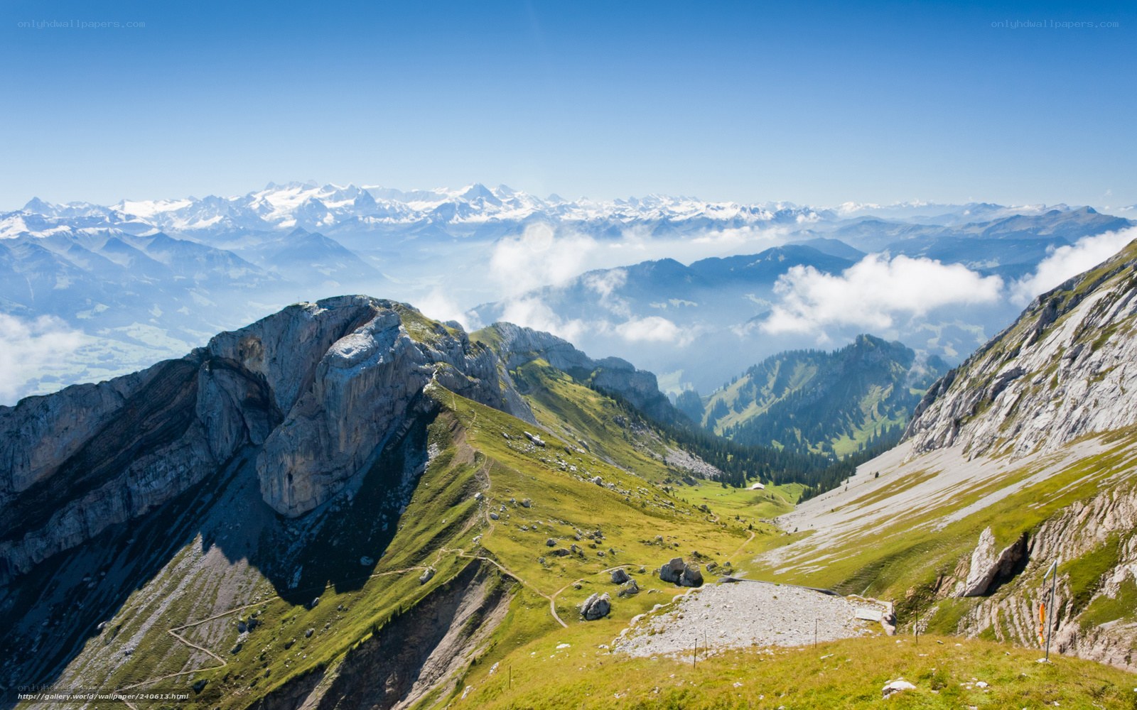 Mountain vista with snow-capped peaks