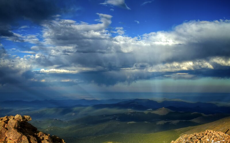Mountain vista with storm clouds