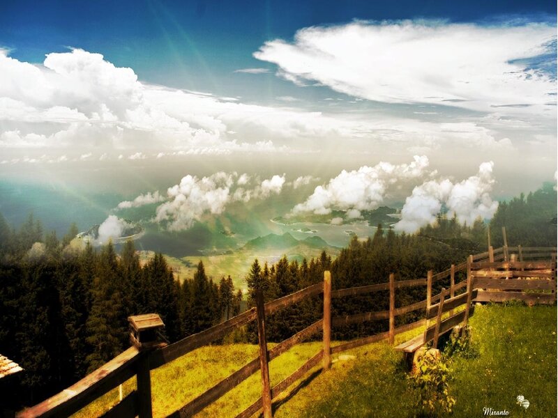 Mountain vista with wooden fence