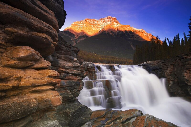 Mountain Waterfall — Blue, Dramatic