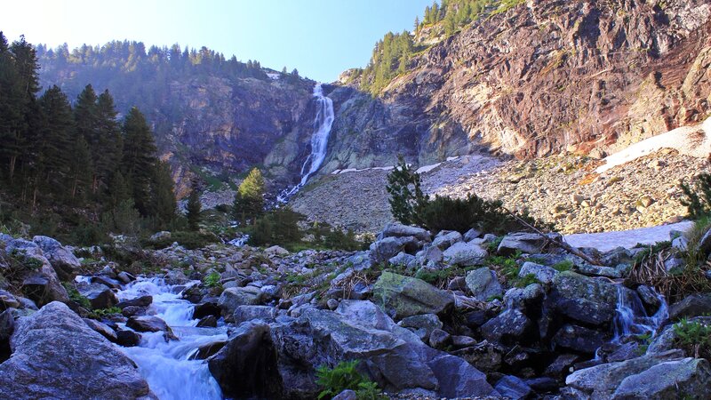 Mountain Waterfall — Blue, Serene, Afternoon, Photograph, River