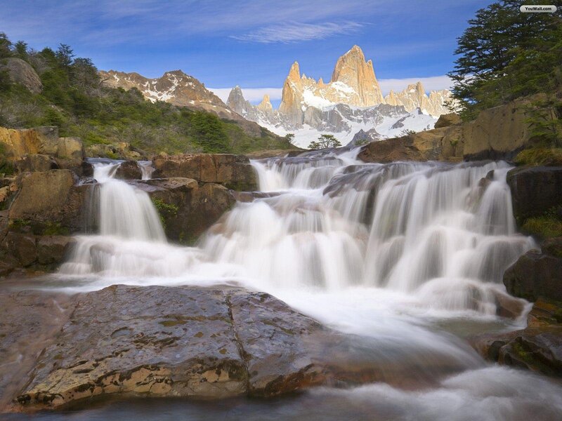 Mountain Waterfall — Blue, Serene, Afternoon