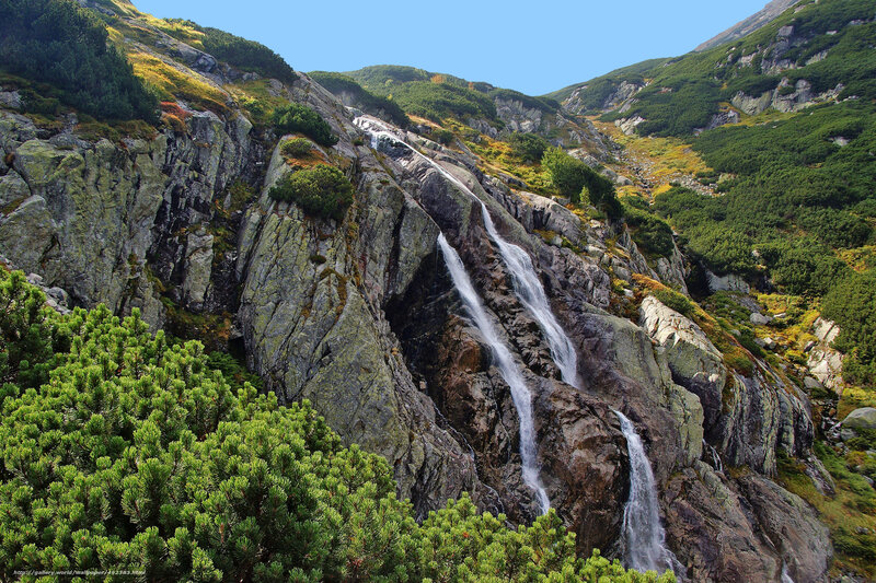 Mountain waterfall cascade