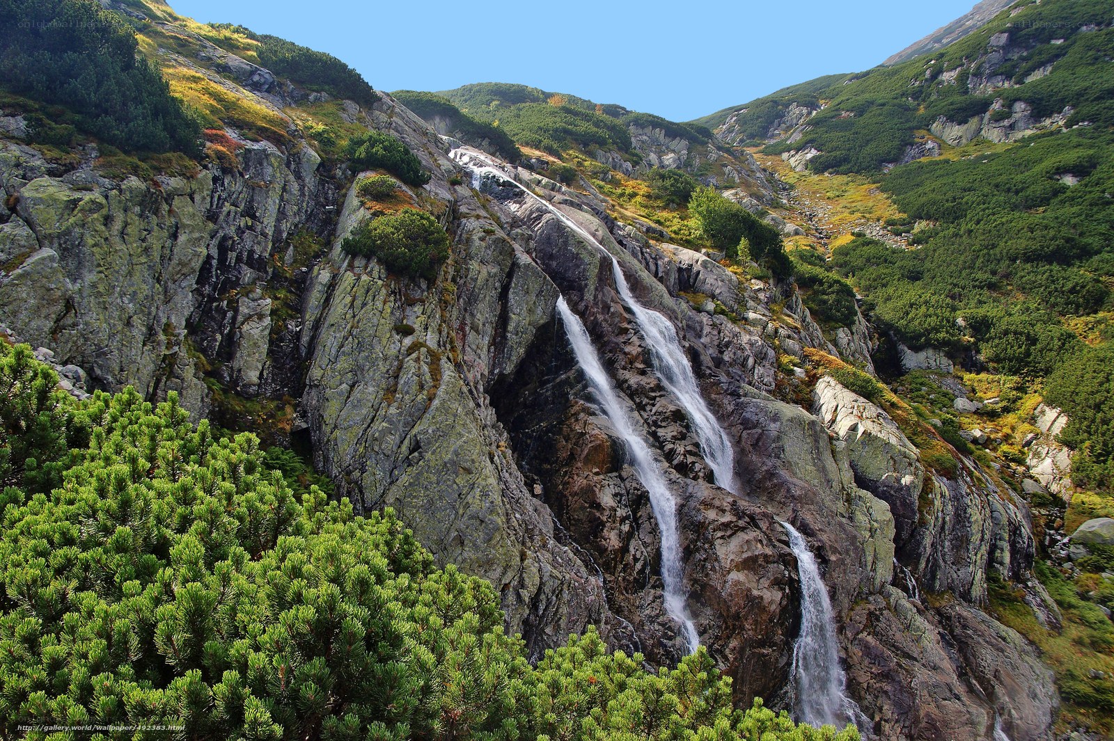 Mountain waterfall cascade