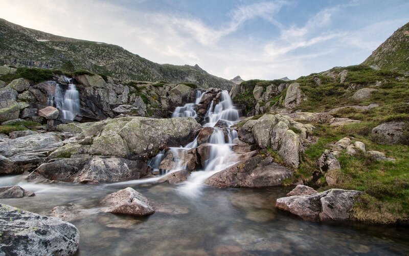 Mountain waterfall cascade