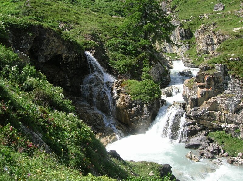 Mountain waterfall cascade