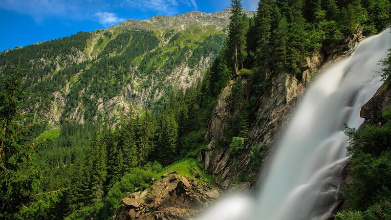 Mountain Waterfall — Green, Serene, Afternoon, Photograph