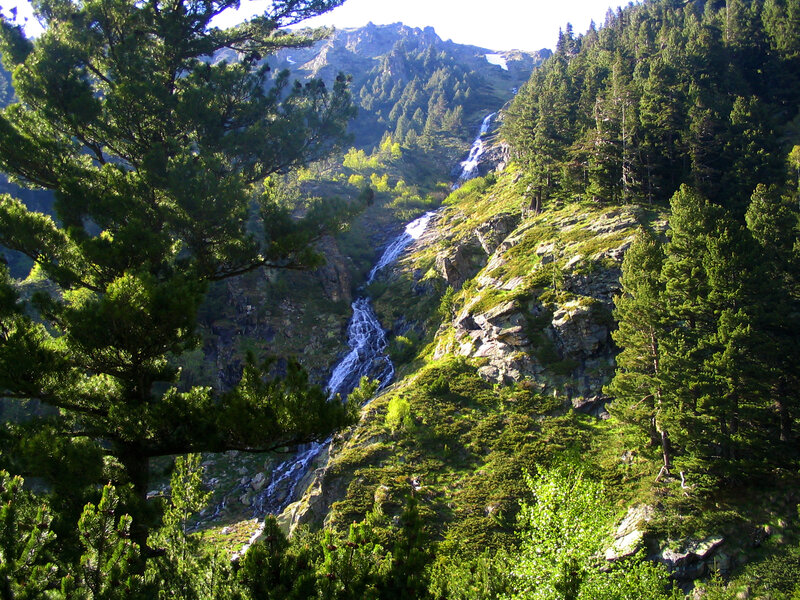 Mountain Waterfall — Green, Serene, Afternoon