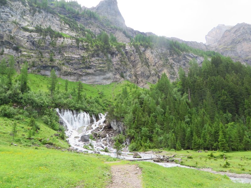 Mountain Waterfall — Green, Serene, Summer, Photograph