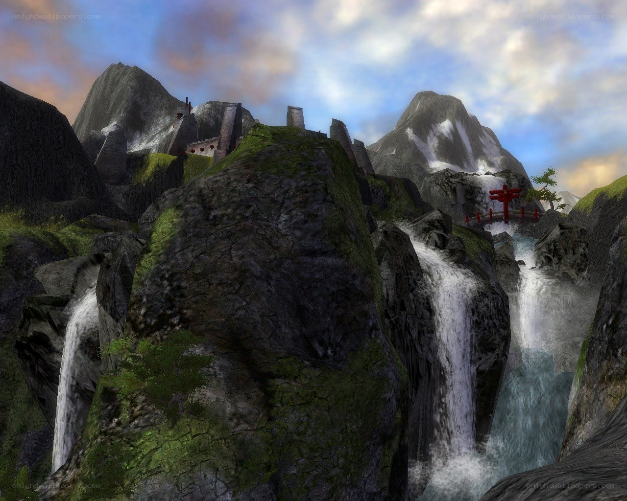 Mountain waterfall landscape
