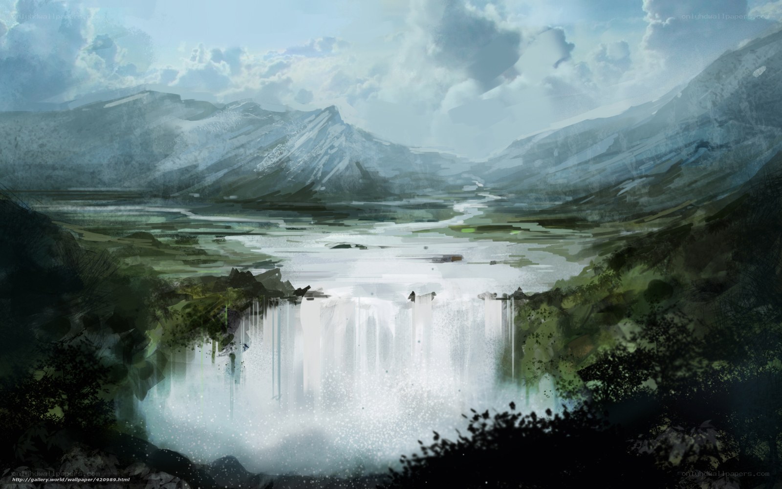 Mountain waterfall landscape