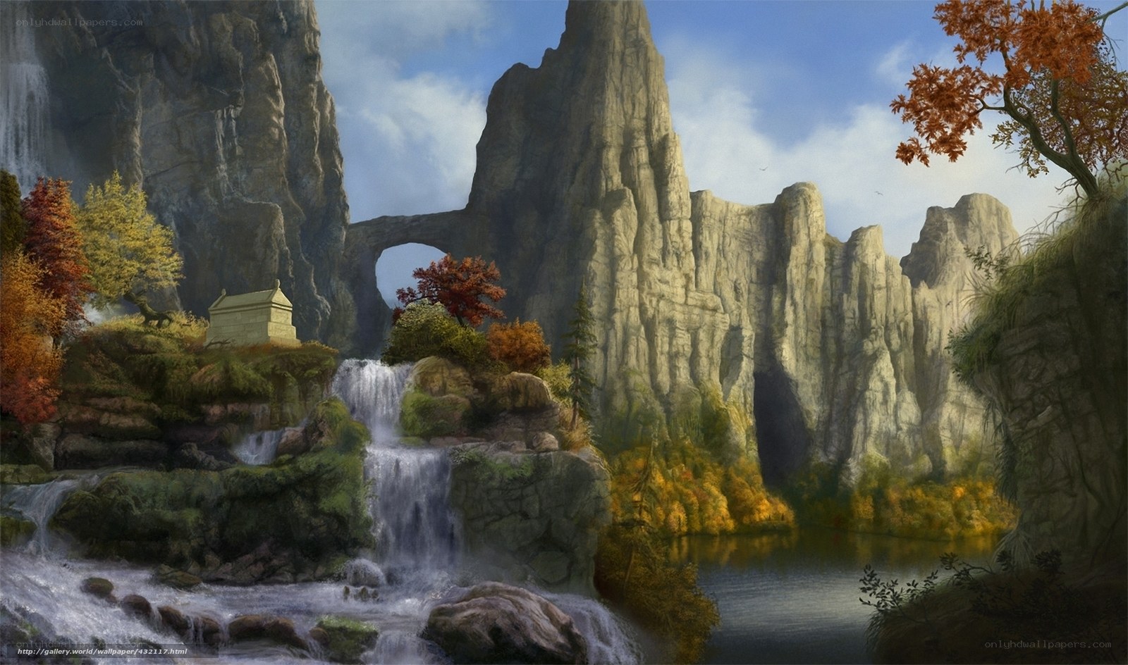 Mountain waterfall landscape
