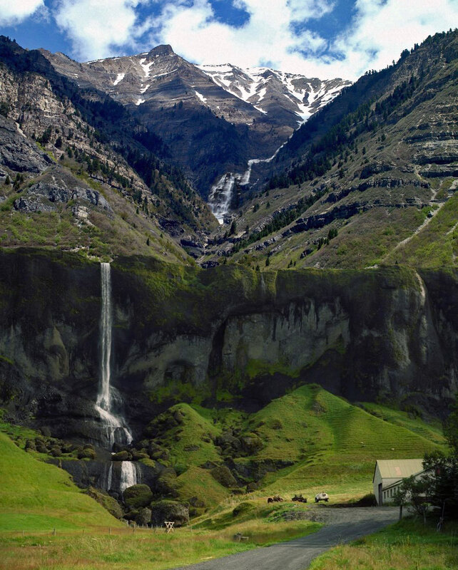Mountain waterfall landscape