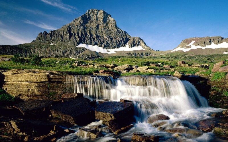 Mountain waterfall landscape