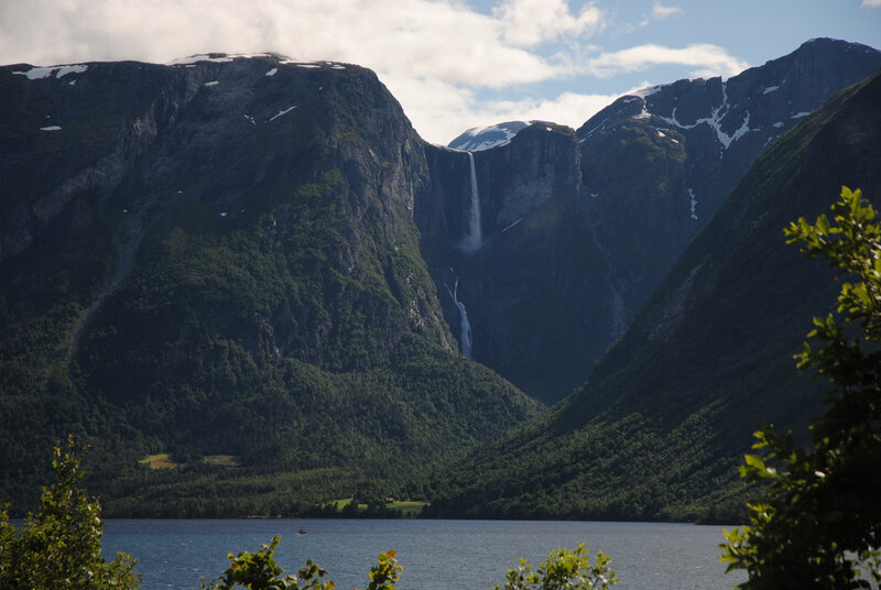 Mountain Waterfall Landscape — Green, Serene, Afternoon