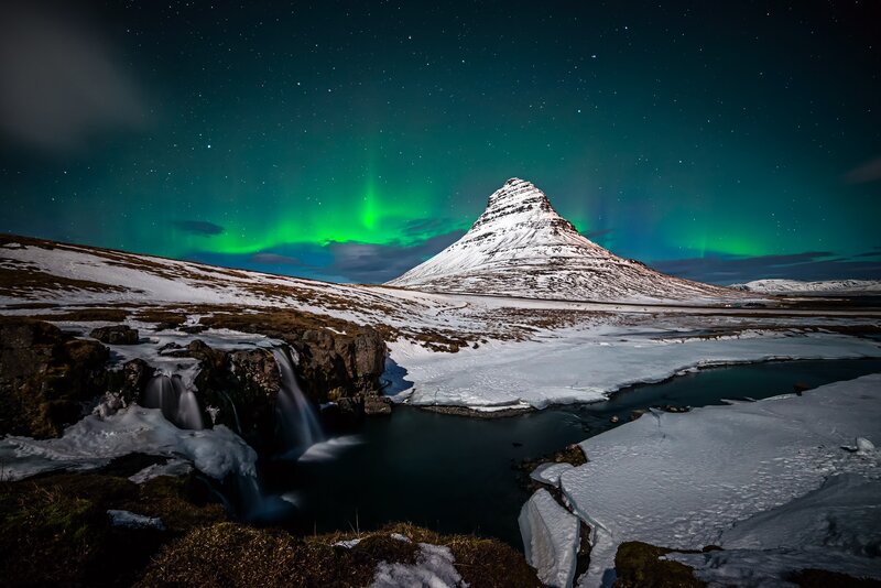Mountain with Aurora