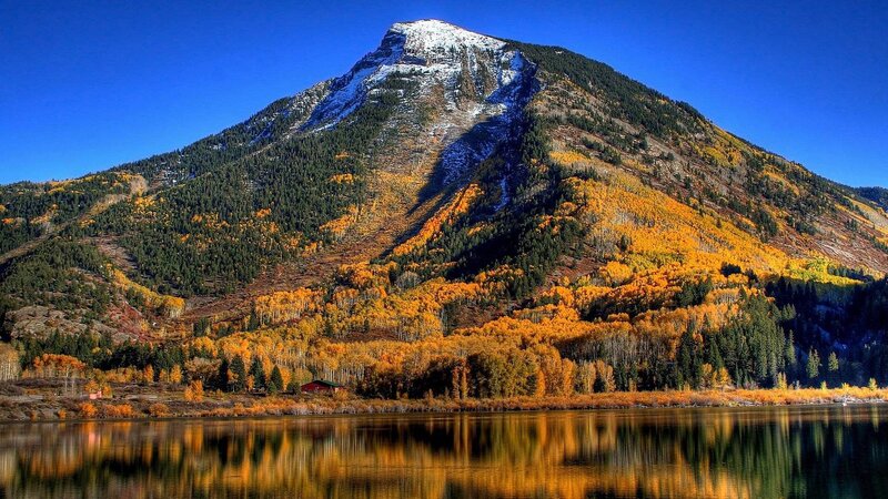 Mountain with Autumn Trees — Photograph