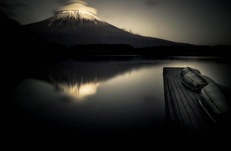 Mountain with Cloud Cap — Black