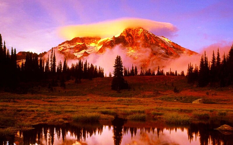 Mountain with Cloud Cap — Purple