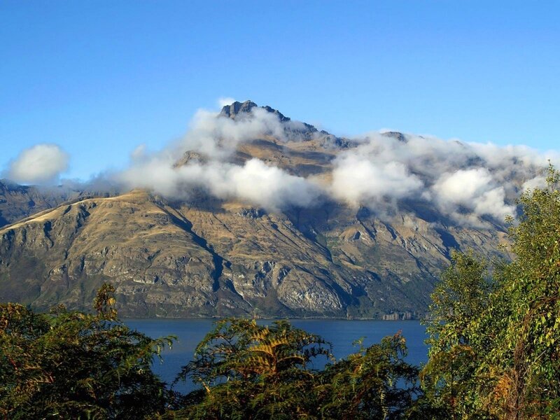 Mountain with Clouds — Blue, Serene