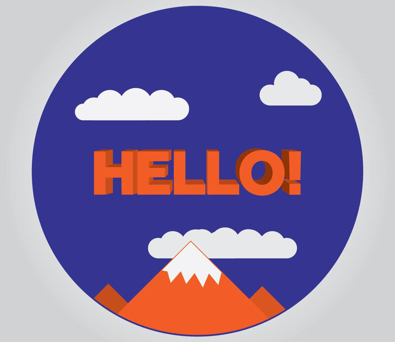 Mountain with Clouds — Blue