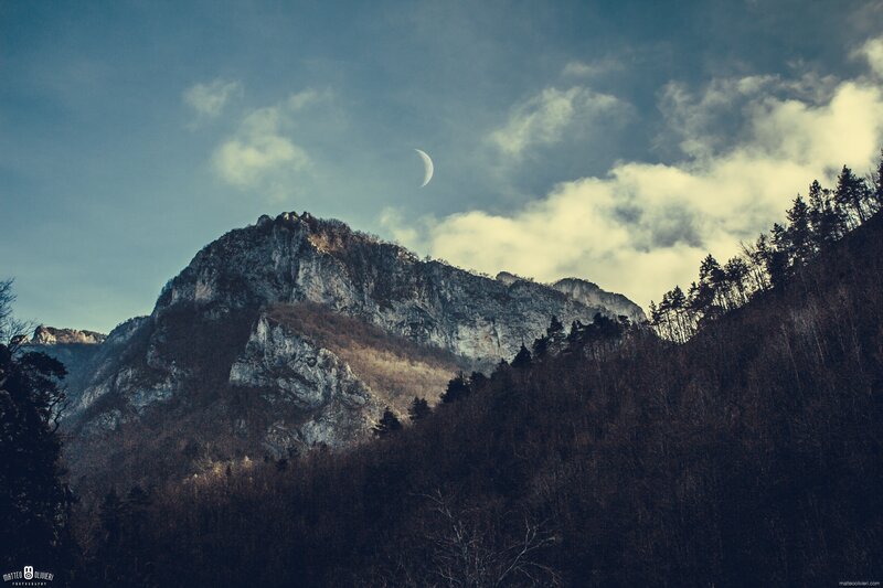 Mountain with Crescent Moon