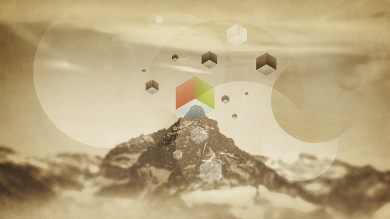 Mountain with Floating Cubes — Brown