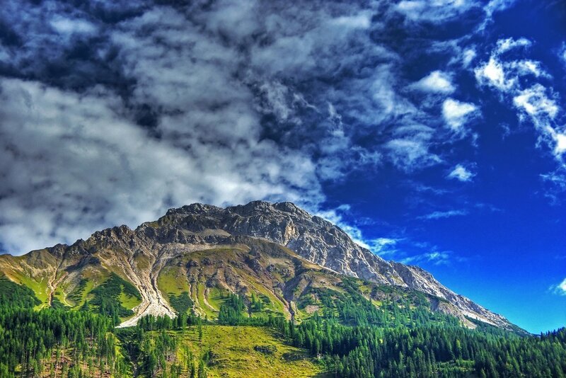Mountain with Forest — Blue, Dramatic