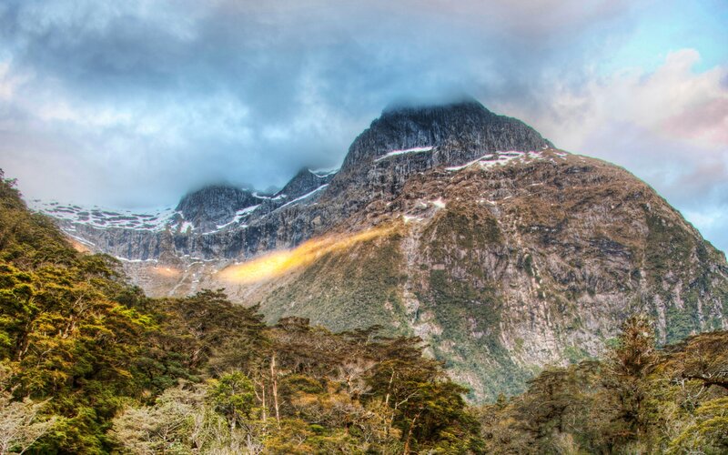 Mountain with Forest — Green, Dramatic, Photograph