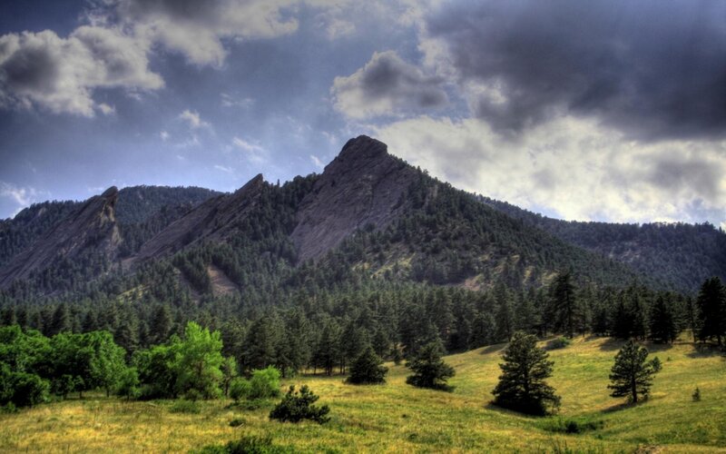 Mountain with Forest — Green, Dramatic