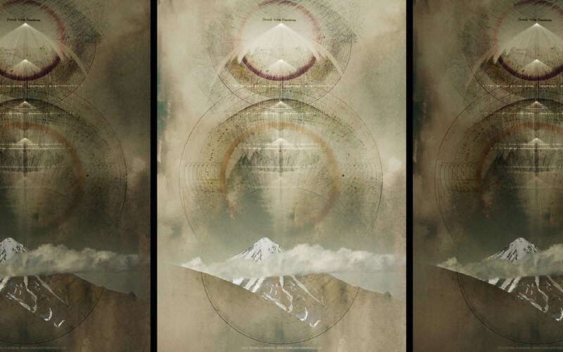 mountain with geometric overlay