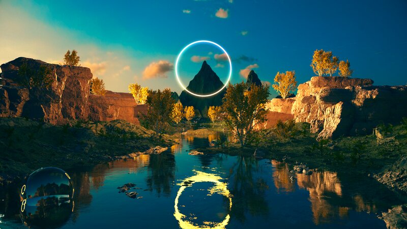 Mountain with Glowing Ring